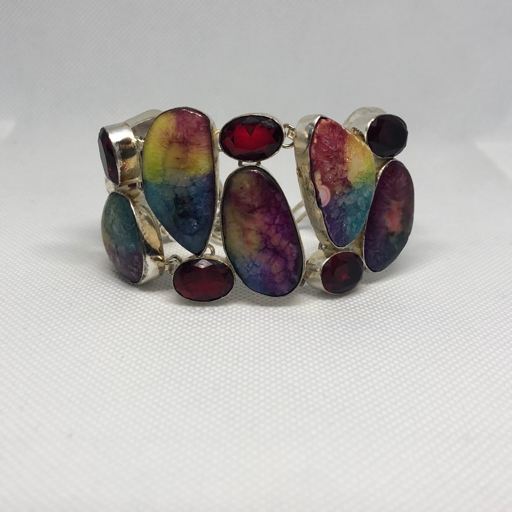 Sterling silver bracelet with color stones